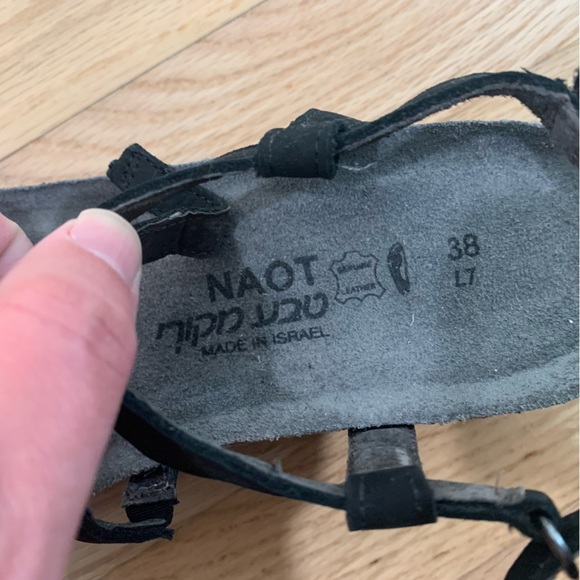 NAOT Women’s Addie Leather Sandal Wedge Strappy Made in Israel Size 38 or 7.5 - Picture 9 of 9